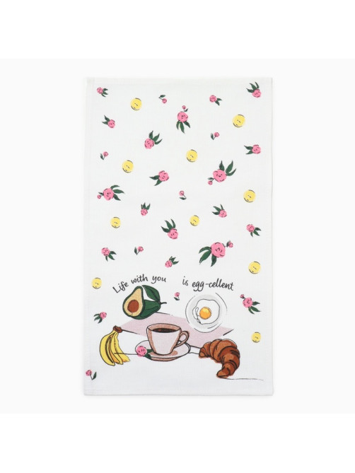 Кухонное полотенце «Доляна» Life with you, 28×46 см, 100% хлопок, рогожка 160 г/м²