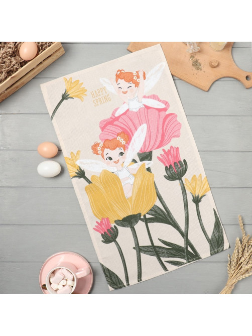 Кухонное полотенце «Доляна» Happy Spring, 35×60 см, 100% хлопок, 160 г/м²