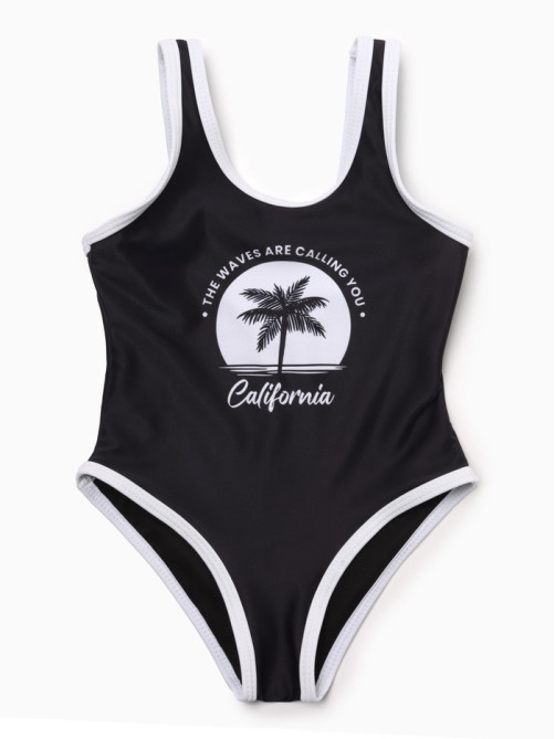 Купальник для девочки слитный KAFTAN: California, чёрный, размер 34 (122-128 см)