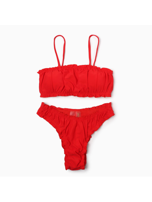 Купальник раздельный со сборкой женский MINAKU, размер 42, красный