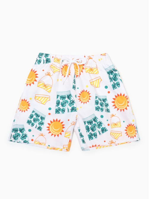 Плавки-шорты купальные для мальчика MINAKU: Summer, белые, рост 122-128 см