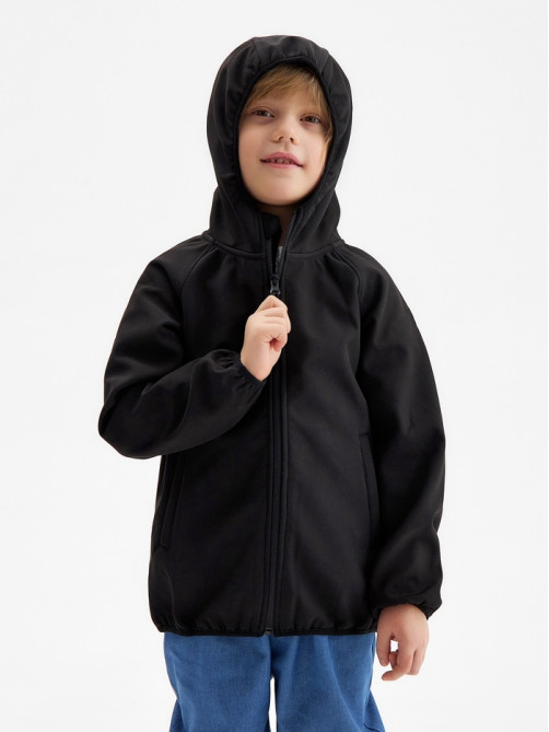 Ветровка демисезонная для мальчиков MINAKU из Softshell на флисе, непромокаемая, чёрная, рост 92 см