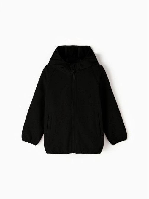 Ветровка демисезонная для мальчиков MINAKU из Softshell на флисе, непромокаемая, чёрная, рост 92 см