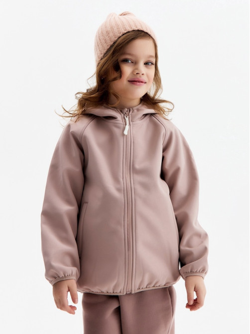 Ветровка для девочки на флисе MINAKU: Softshell, непромокаемая, розовая, рост 92 см