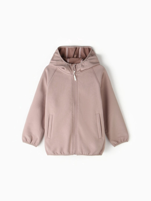 Ветровка для девочки на флисе MINAKU: Softshell, непромокаемая, розовая, рост 98 см
