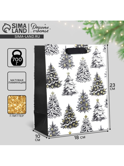 Пакет подарочный новогодний ламинированный «Зимняя сказка», MS 23×18×10 см