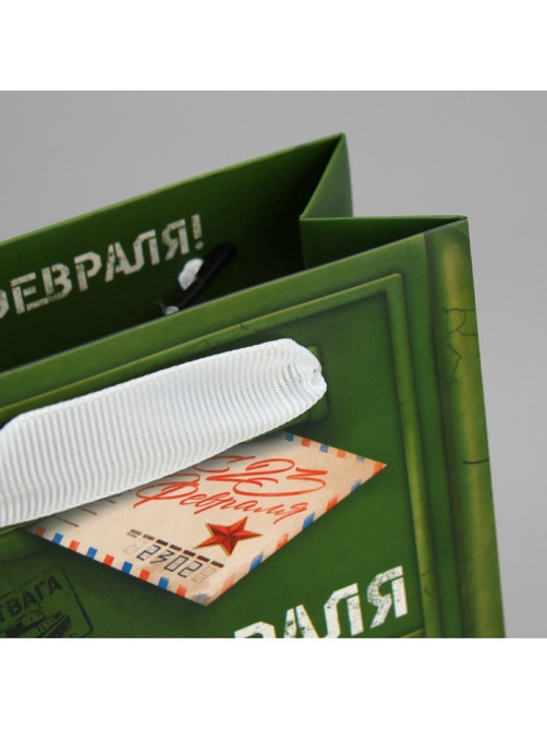 Пакет подарочный ламинированный, упаковка, «23 февраля», S 12×15×5.5 см