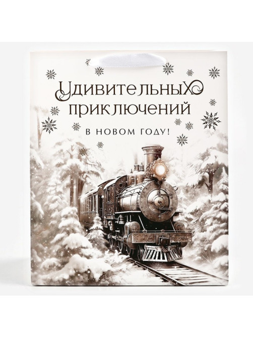 Пакет подарочный новогодний ламинированный «Приключений в новом году», тиснение, ML 23×27×11.5 см