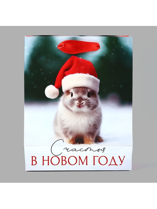 Пакет подарочный новогодний ламинированный «Счастья в Новом году», S 12×15×5.5 см