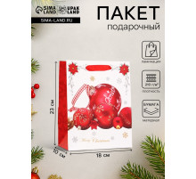 Пакет подарочный новогодний ламинированный «Игрушки» 18×23×10 см
