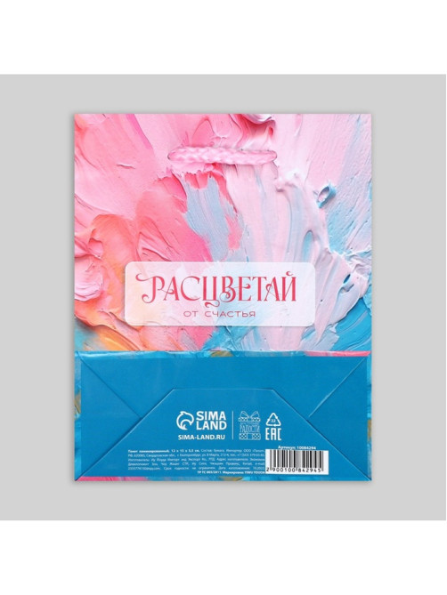 Пакет подарочный ламинированный, упаковка, «Счастье», S 12 х 15 х 5.5 см