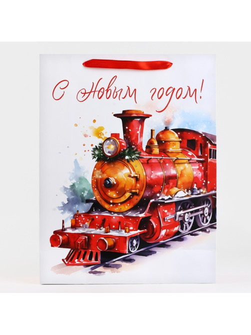 Пакет подарочный новогодний ламинированный «С Новым годом», L 31×40×11.5 см