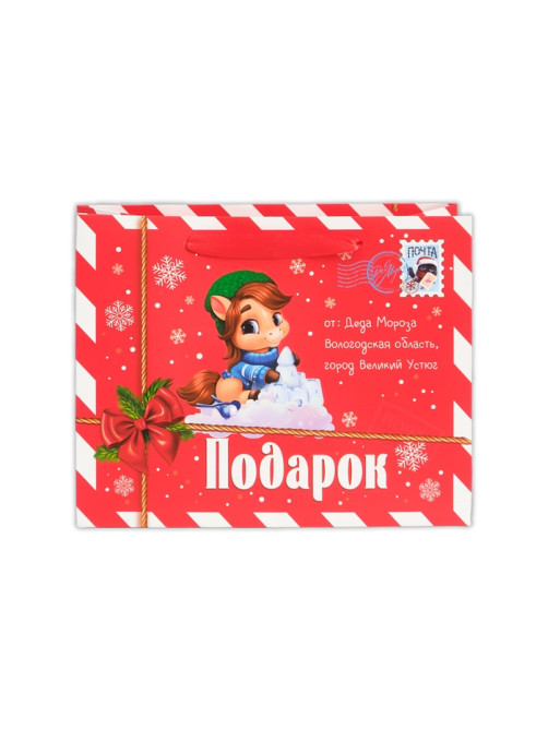 Пакет новогодний ламинированный подарочный «Новый год», MS 23×18×10 см