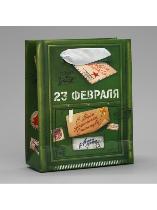 Пакет подарочный ламинированный, упаковка, «23 февраля», S 12×15×5.5 см