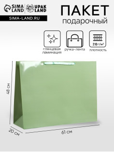 Пакет подарочный ламинированный горизонтальный «Хаки», XXL 61×46×20 см
