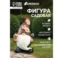 Садовая фигура - фонарь из полистоуна «Гном садовод», 16×13×27 см, Greengo