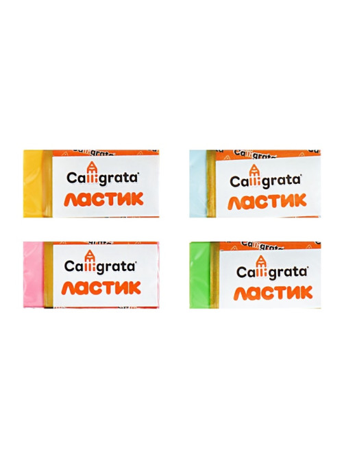 Ластик прямоугольный в бумажном держателе Calligrata, МИКС