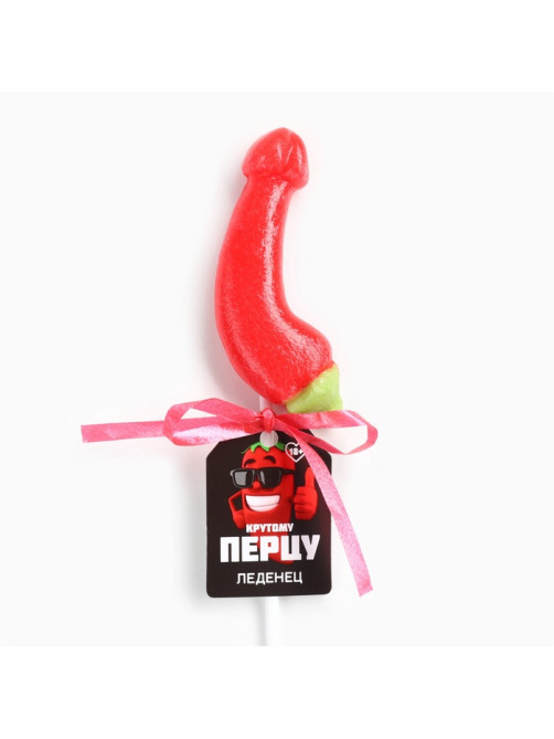 Леденец на палочке «Крутому перцу», вкус: клубника, 18 +