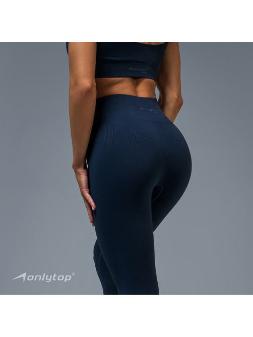 Легинсы женские спортивные в рубчик ONLYTOP, размер 42 (S), синие