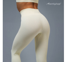 Легинсы женские спортивные в рубчик ONLYTOP, размер 46 (L), бежевые