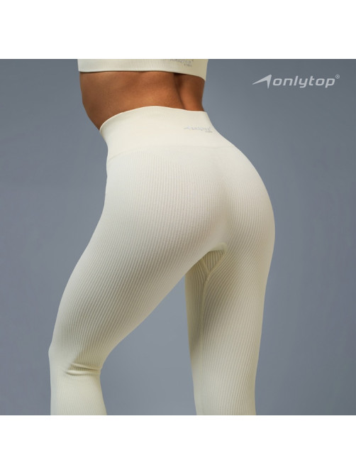 Легинсы женские спортивные в рубчик ONLYTOP, размер 46 (L), бежевые