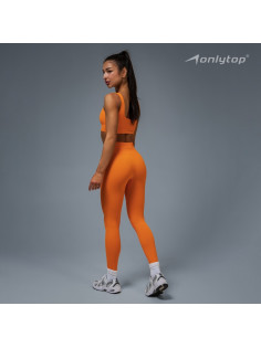 Легинсы женские спортивные в рубчик ONLYTOP, размер 46 (L), цвет абрикосовый