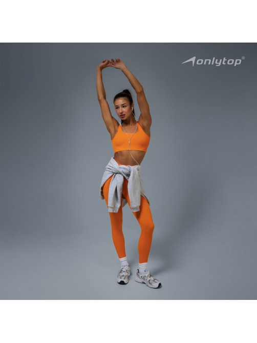 Легинсы женские спортивные в рубчик ONLYTOP, размер 42 (S), цвет абрикосовый