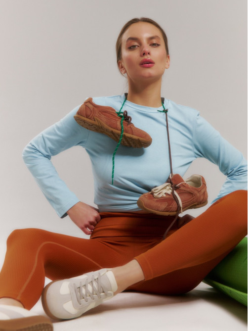 Легинсы спортивные женские MINAKU: SPORTLY, коричневые, размер 44 (M)