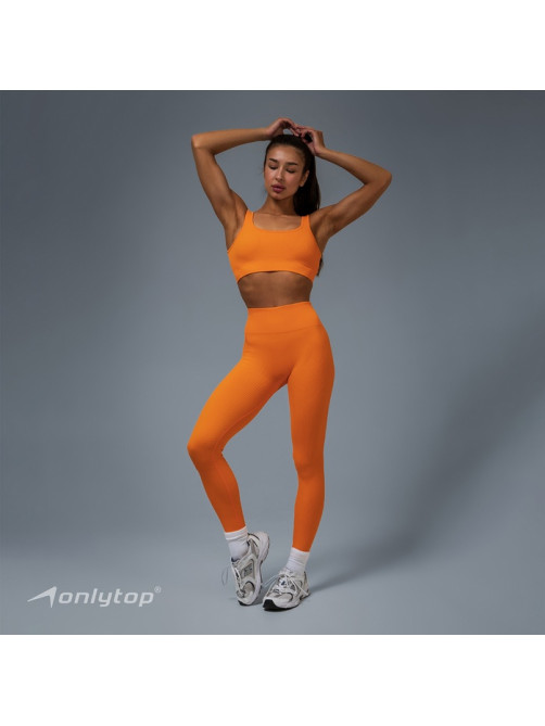 Легинсы женские спортивные в рубчик ONLYTOP, размер 44 (M), цвет абрикосовый