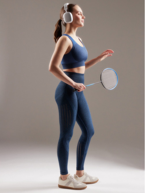 Легинсы спортивные женские MINAKU: SPORTLY, синие, размер 46 (L)