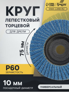 Круг лепестковый торцевой ТУНДРА, 75×10 мм, Р60