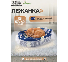 Кроватка для животных, 57×40×13 см, синяя