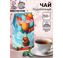Чай черный «Поздравляю» капибара, со вкусом черничный пирог, 50 г