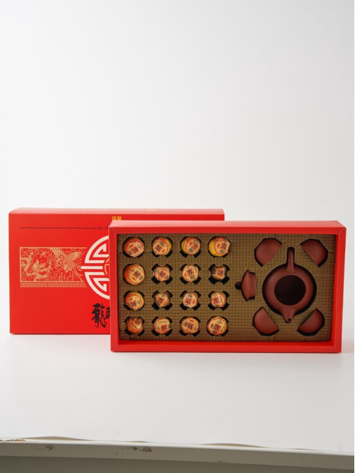 Подарочный набор листового китайского чая Шу пуэр в мандарине, красный, 160 г
