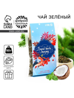 Чай новогодний зелёный «Дарю тебе сказку», вкус: кокосовая мята, 50 г