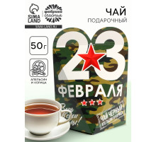 Чай подарочный «23 февраля», вкус: апельсин и корица, 50 г
