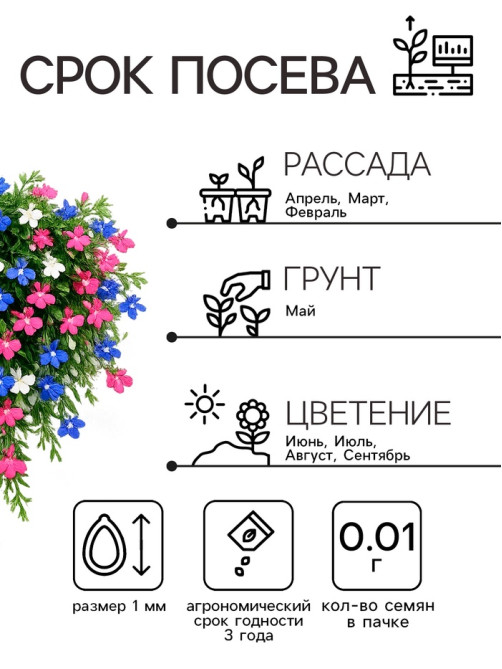 Семена цветов Лобелия «Каскад», ампельная, смесь 0.01 г, «Рецепты дедушки Никиты»