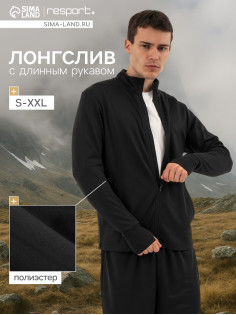 Лонгслив мужской Resport, на молнии, размер 48, чёрная