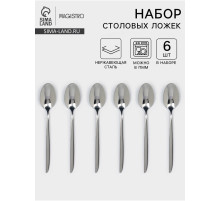 Набор столовых ложек Magistro Flow, 20.7 см, 6 шт., толщина 3 мм, нержавеющая сталь, серебристый