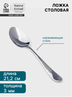 Столовая ложка Hanna Knövell Hertel, 21.2 см, толщина 3 мм, нержавеющая сталь, серебристая
