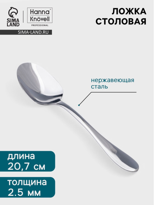 Столовая ложка Hanna Knövell Svartan, 20.7 см, толщина 2.5 мм, нержавеющая сталь, серебристая