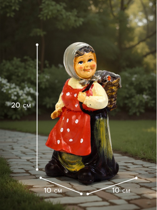 Садовая фигура из полистоуна «Бабушка с гусем», 10×10×20 см, Greengo