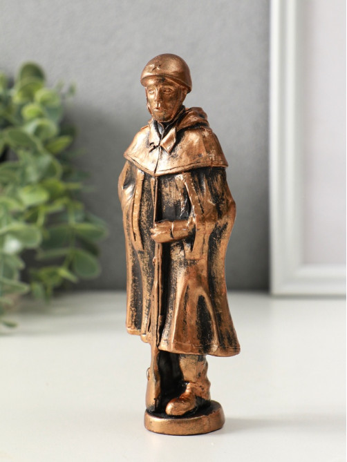 Фигурка гипс «Солдат», 15×6×3 см, винтажная бронза