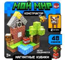 Конструктор UNICON«Магнитные кубики. Мой мир», 2 фигурки, 48 деталей