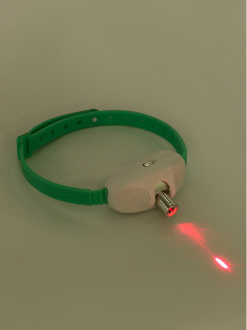 Ошейник-лазер для кошек, USB, зелёный