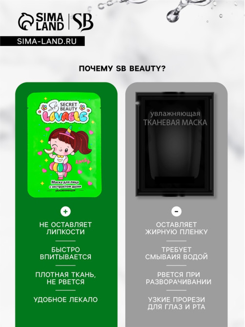 Маска тканевая увлажняющая для лица с экстрактом дыни