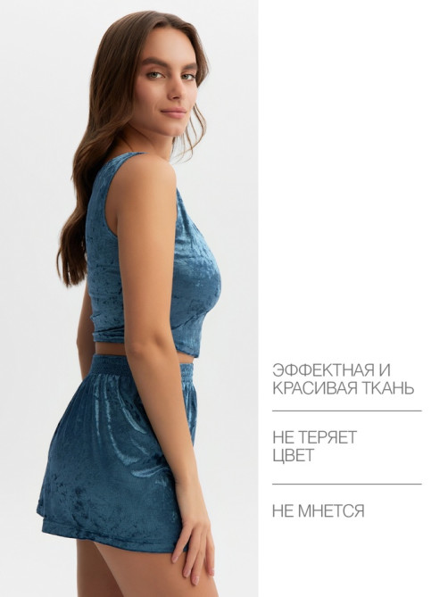 Топ домашний женский KAFTAN Velvet, размер 40-42, синий