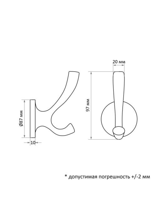 Крючок мебельный CAPPIO CONE, двухрожковый, цвет черный, 3 шт.