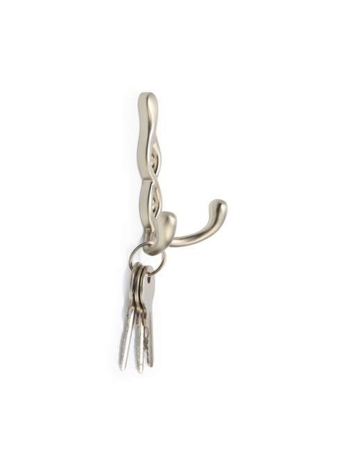 Крючок мебельный CAPPIO PIGTAIL, двухрожковый, цвет матовый сатиновый никель