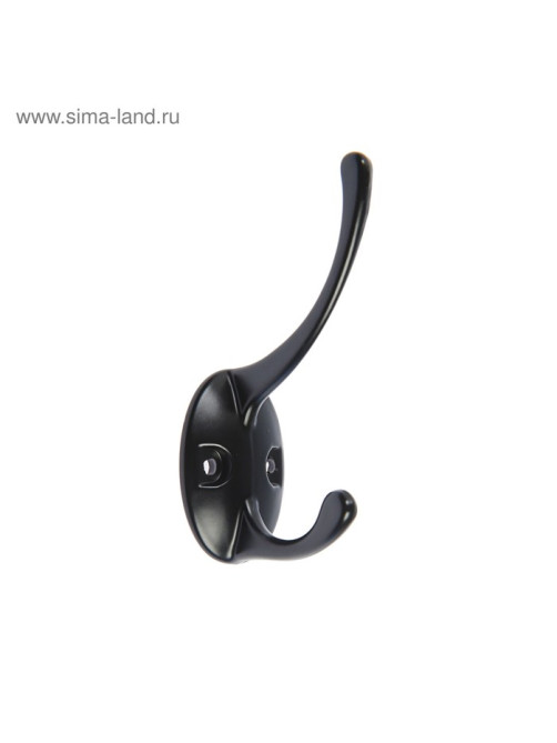 Крючок мебельный ТУНДРА TKD002 LIGHT, двухрожковый, черный, 4 шт.